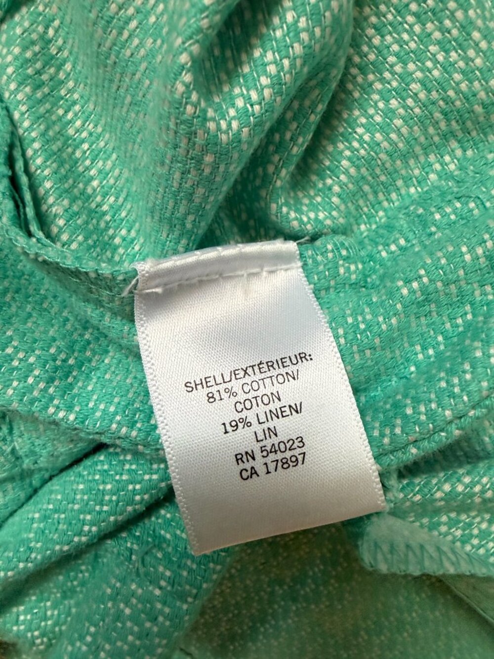 BANANA REPUBLIC Mint Green Tweed Cotton Linen Short Suit Set Blazer 6 Shorts 8 - Picture 4 of 16